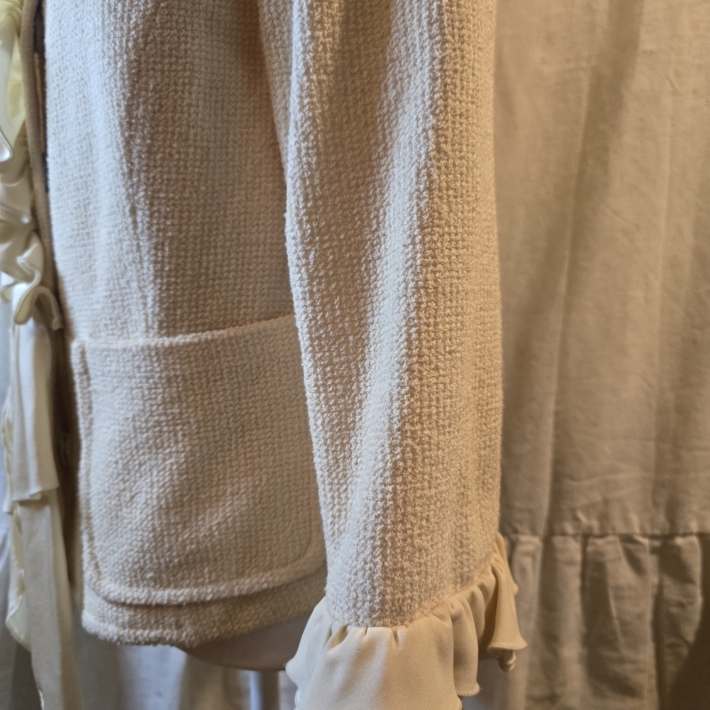 St. John Collection Cream Ruffle Blazer - Picture 7 of 10